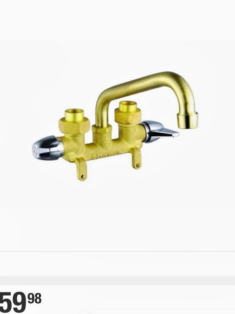 Glacier Bay 2-Handle Laundry Faucet in Rough Brass Gold & Silver New in Box